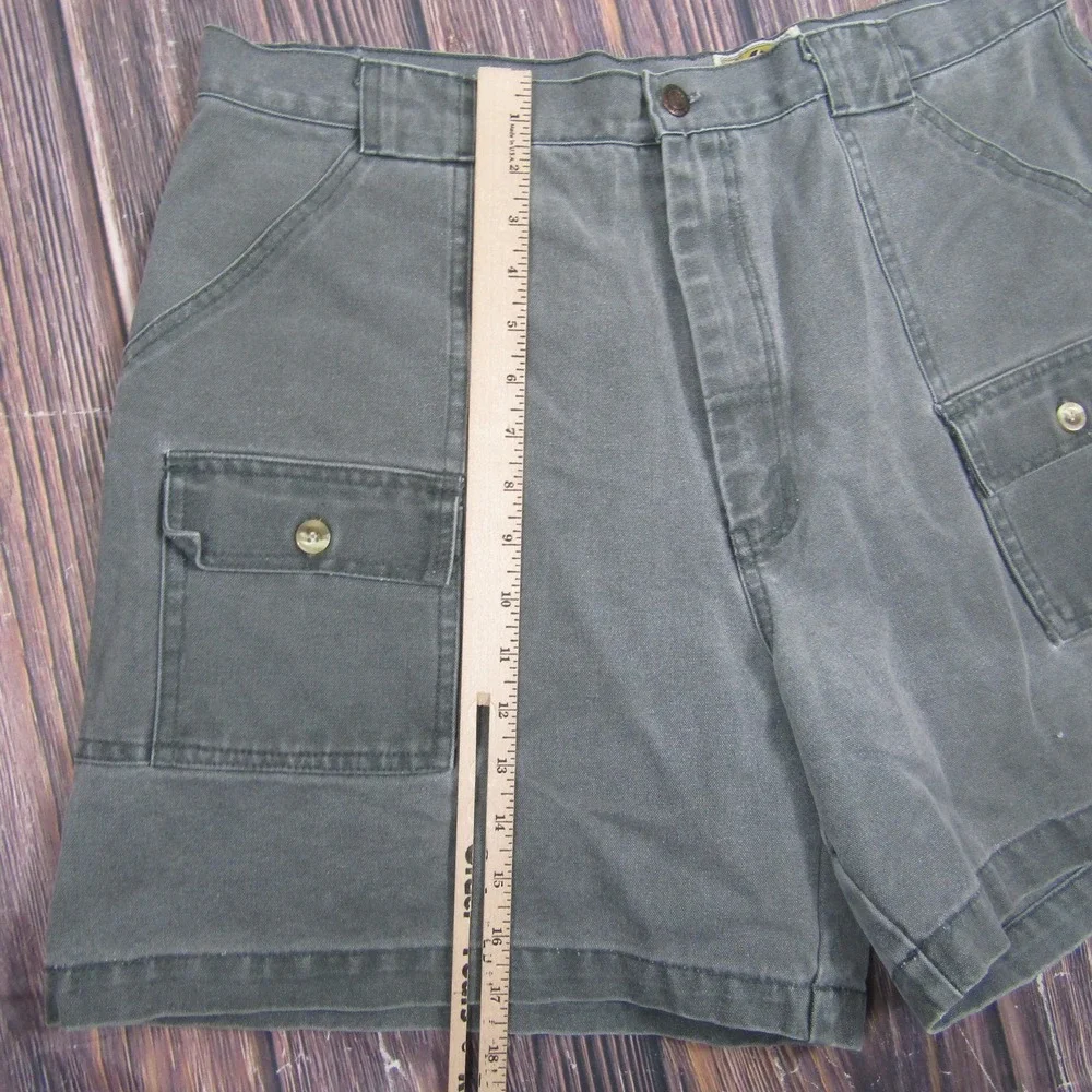 Pacific Crest Mens 38 Green Canvas Cargo Shorts Vintage Hong Kong Trail Outdoors
